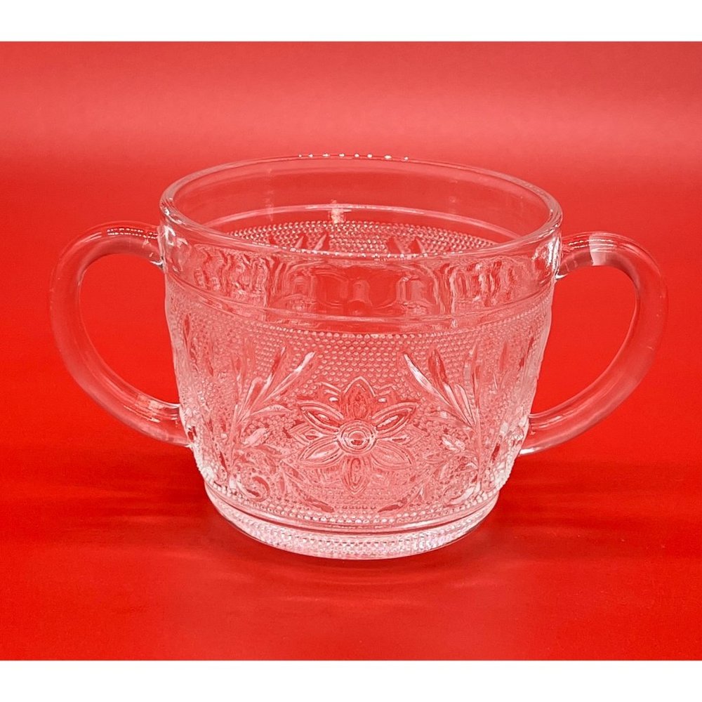 Vintage Indiana Glass Clear "Tiara Sandwich Glass" Double Handled Open Sugar Bow - Picture 1 of 3